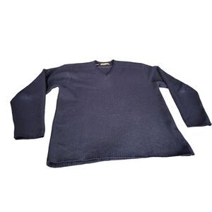 Zara Sport‎ V Neck Sweater Men Sz XL Wool Blue Tight Knit Casual Workwear Office